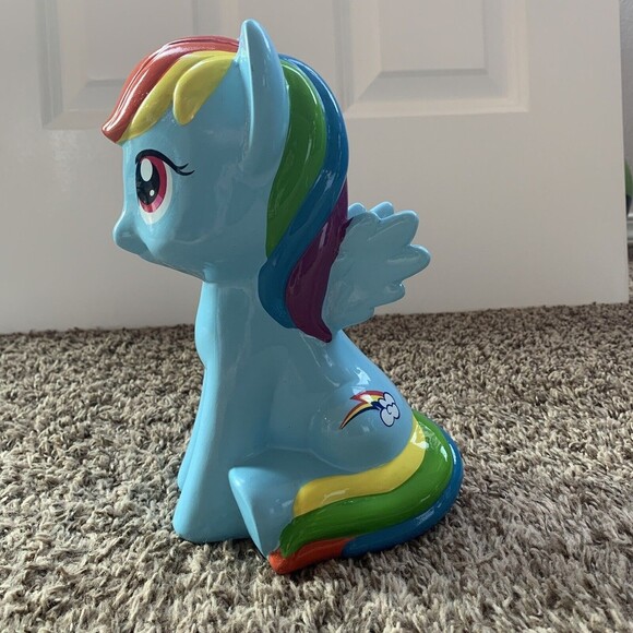 My Little Pony Rainbow Dash Pegasus 9.5" Ceramic Coin Piggy Bank w Plug MLP - Picture 1 of 7